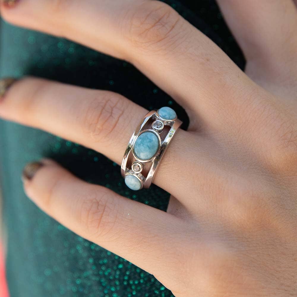 Larimar Moon Phase Cocktail Ring Ring Island by Koa Nani 