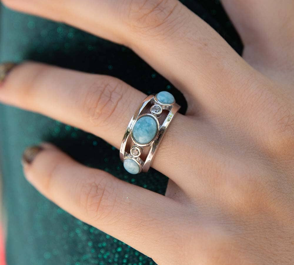 Larimar Moon Phase Cocktail Ring Ring Island by Koa Nani 