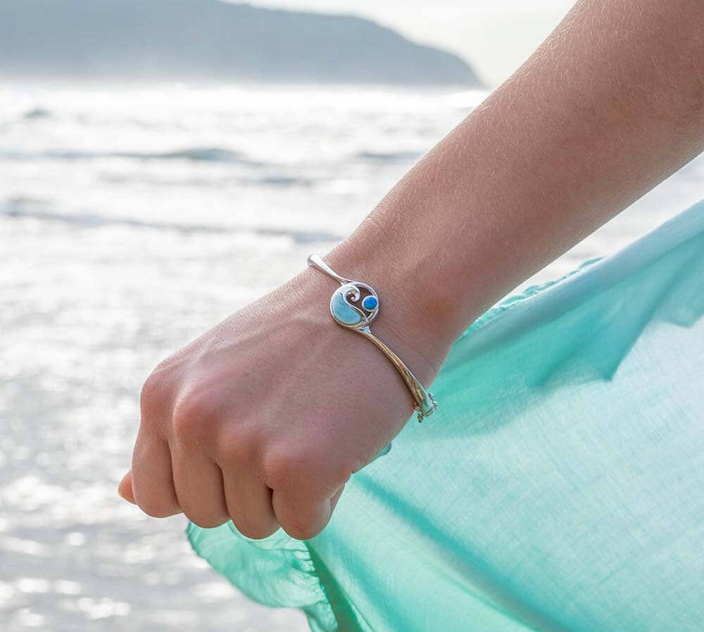 Larimar Moon Tides Bangle with Opal Bangle Island by Koa Nani 