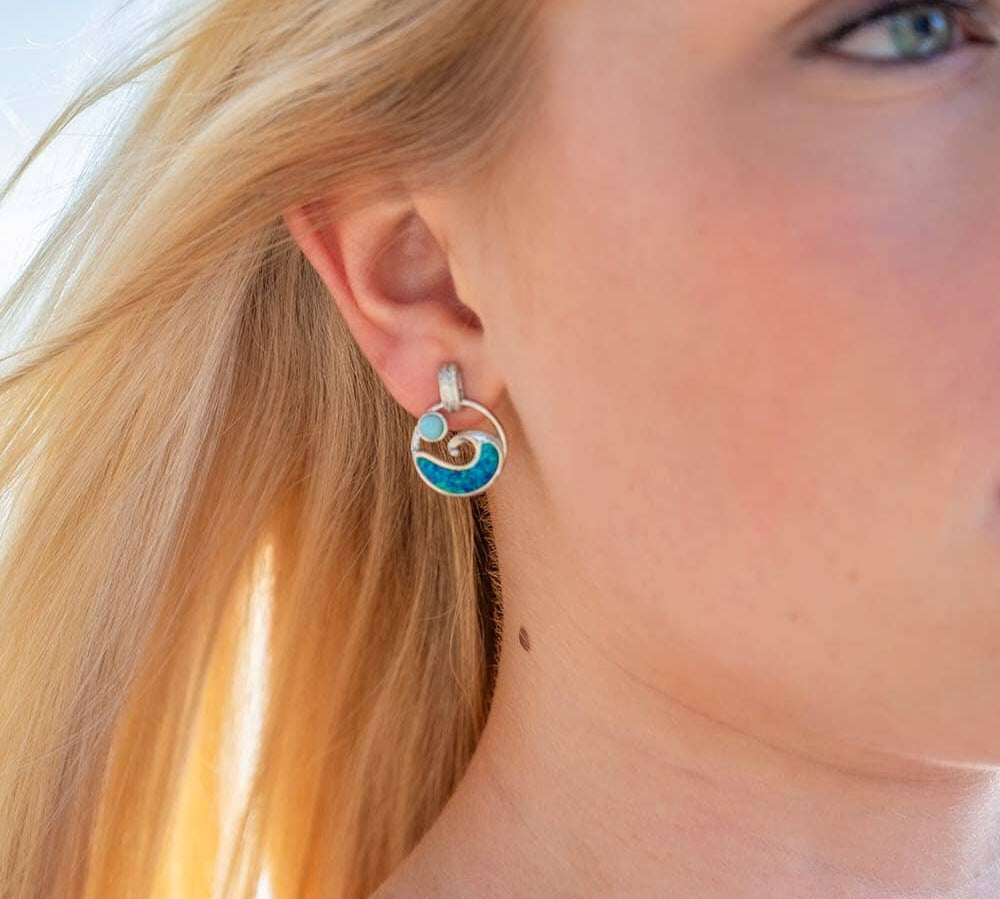 Larimar Moon Tides Earrings with Opal Earrings Island by Koa Nani 