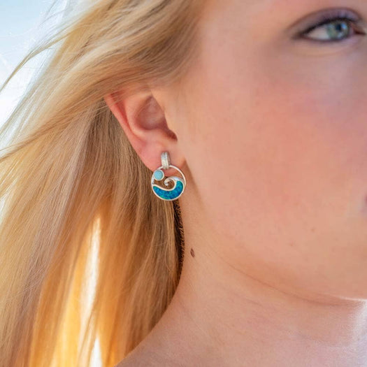 Larimar Moon Tides Earrings with Opal Earrings Island by Koa Nani 