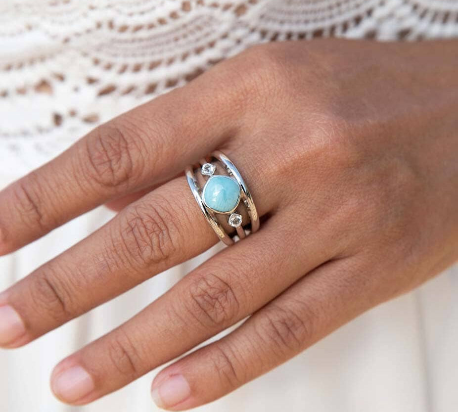 Larimar Oasis Cocktail Ring Ring Island by Koa Nani 