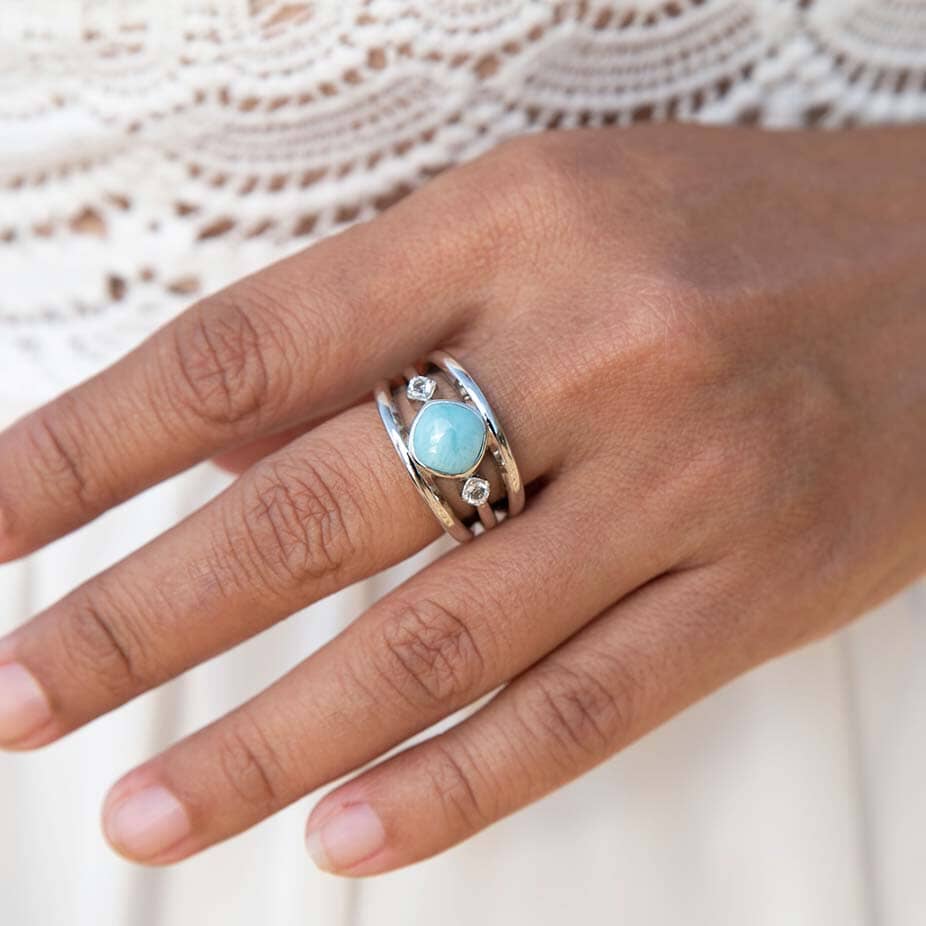 Larimar Oasis Cocktail Ring Ring Island by Koa Nani 