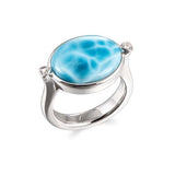 Larimar Ocean Stone Cocktail Ring Ring Island by Koa Nani 