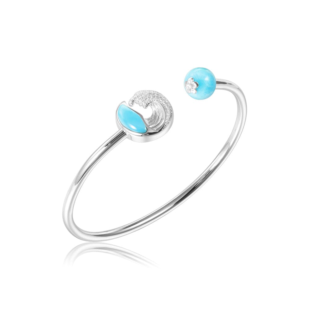 Larimar Ocean Wave Bangle with Bead Bangle Island by Koa Nani 