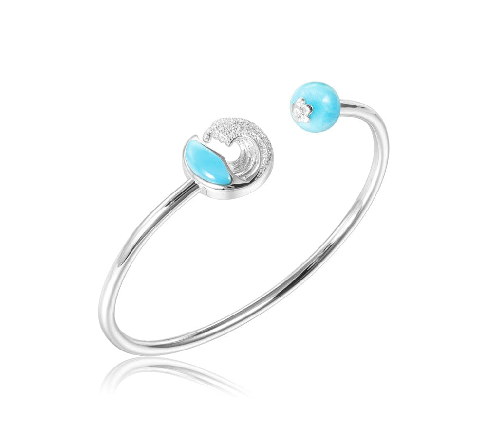 Larimar Ocean Wave Bangle with Bead Bangle Island by Koa Nani 