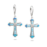 Larimar & Opal Ke'a Cross Earrings Earrings Island by Koa Nani 