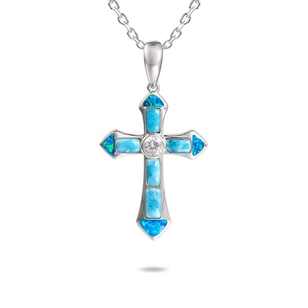 Larimar & Opal Ke'a Cross Pendant Pendant Island by Koa Nani 