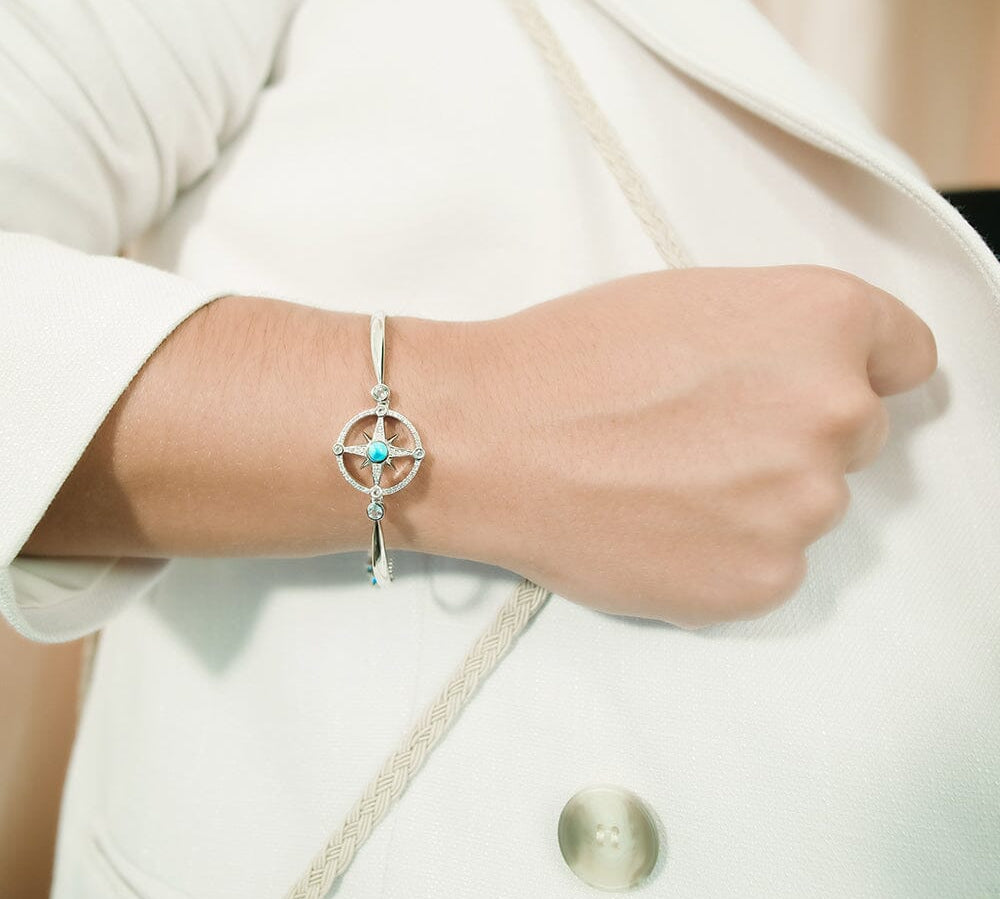 Larimar Pavè Compass Bolo Bracelet Bracelet Island by Koa Nani 