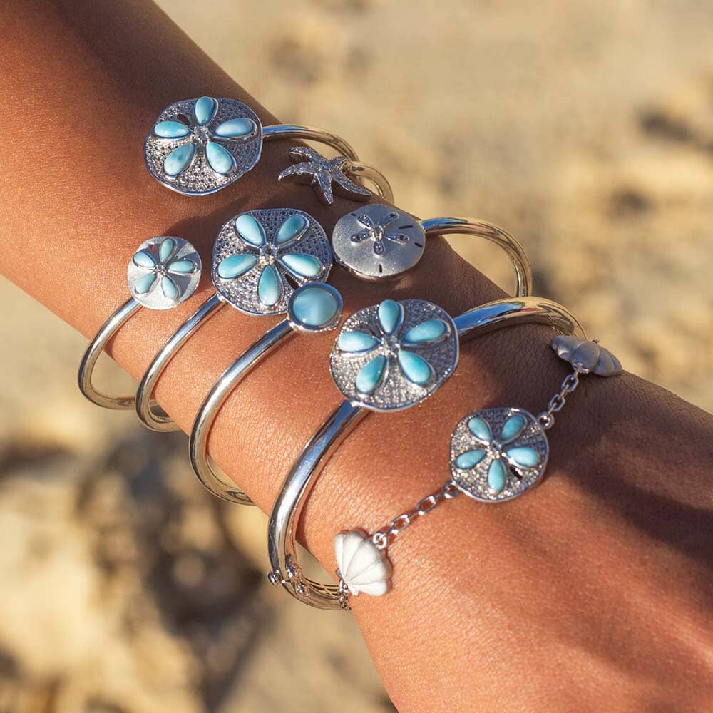 Larimar Sand Dollar Pavè Bangle Bangle Island by Koa Nani 