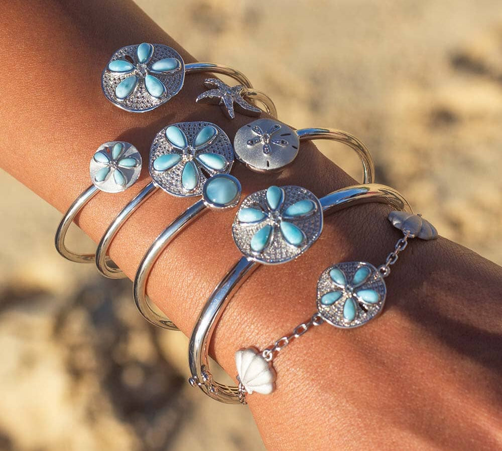 Larimar Sand Dollar Pavè Bracelet Bracelet Island by Koa Nani 