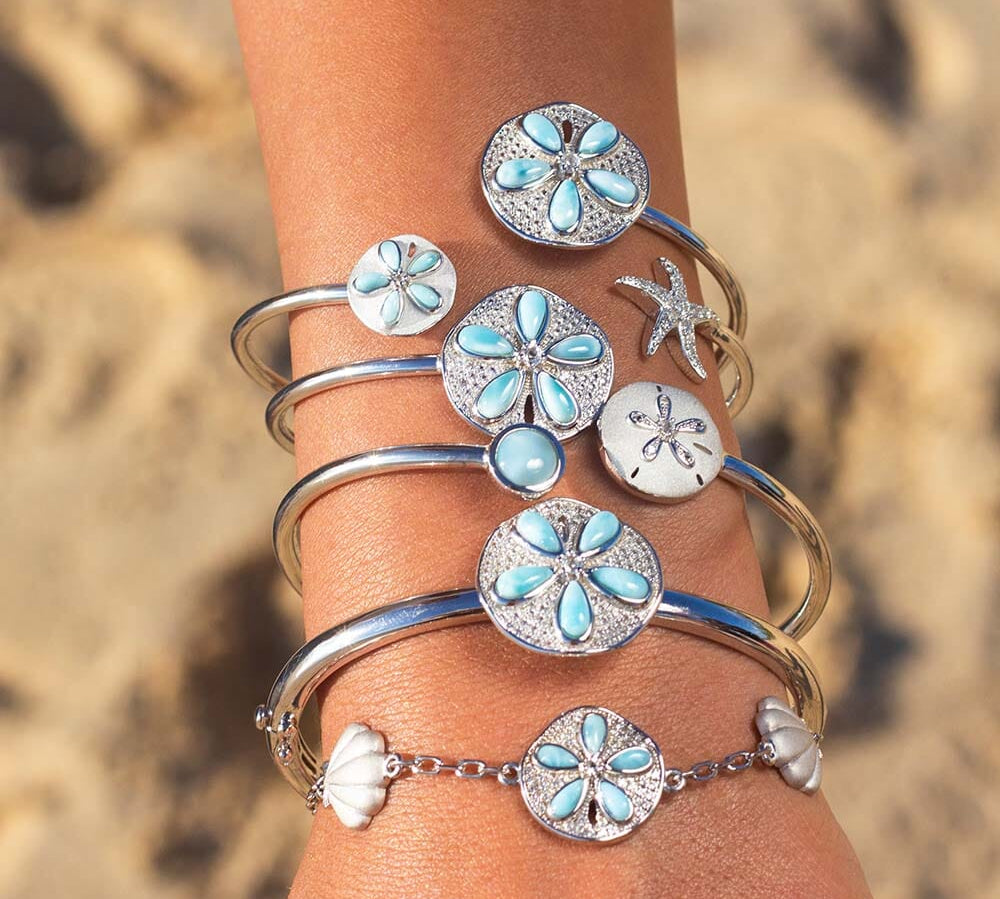 Larimar Sand Dollar Pavè Bracelet Bracelet Island by Koa Nani 