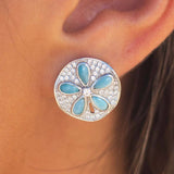 Larimar Sand Dollar Pavé Pendant & Earrings Set Other Island by Koa Nani 