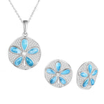 Larimar Sand Dollar Pavé Pendant & Earrings Set Other Island by Koa Nani 