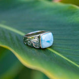 Larimar Sea Salt Ring with Engravings Ring Island by Koa Nani 