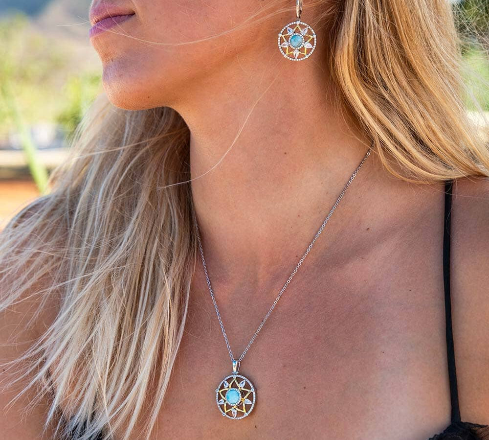 Larimar Star Lantern Pendant & Earrings Set Other Island by Koa Nani 