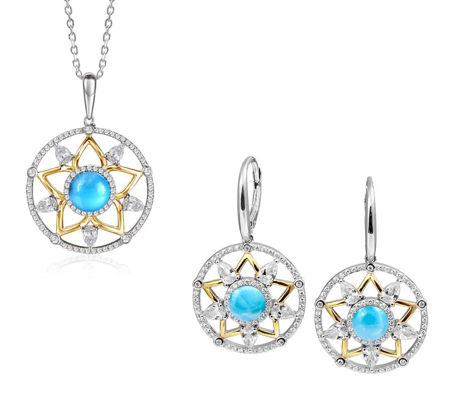 Larimar Star Lantern Pendant & Earrings Set Other Island by Koa Nani 