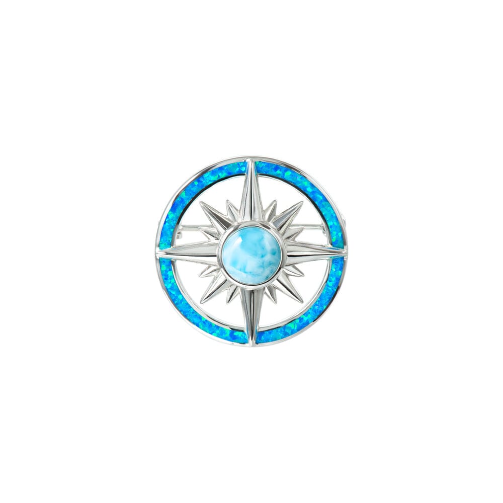 Larimar Starburst Compass Brooch with Opal Brooch Island by Koa Nani 