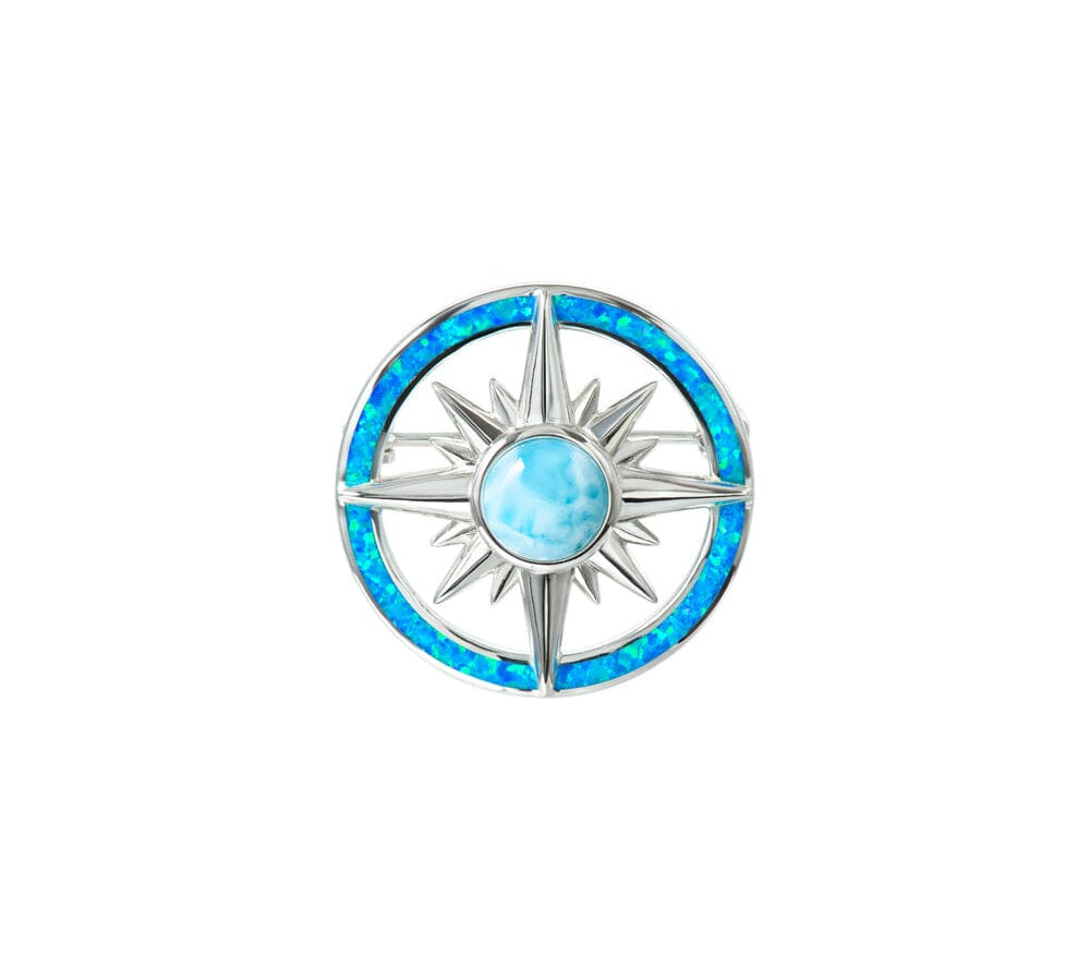 Larimar Starburst Compass Brooch with Opal Brooch Island by Koa Nani 