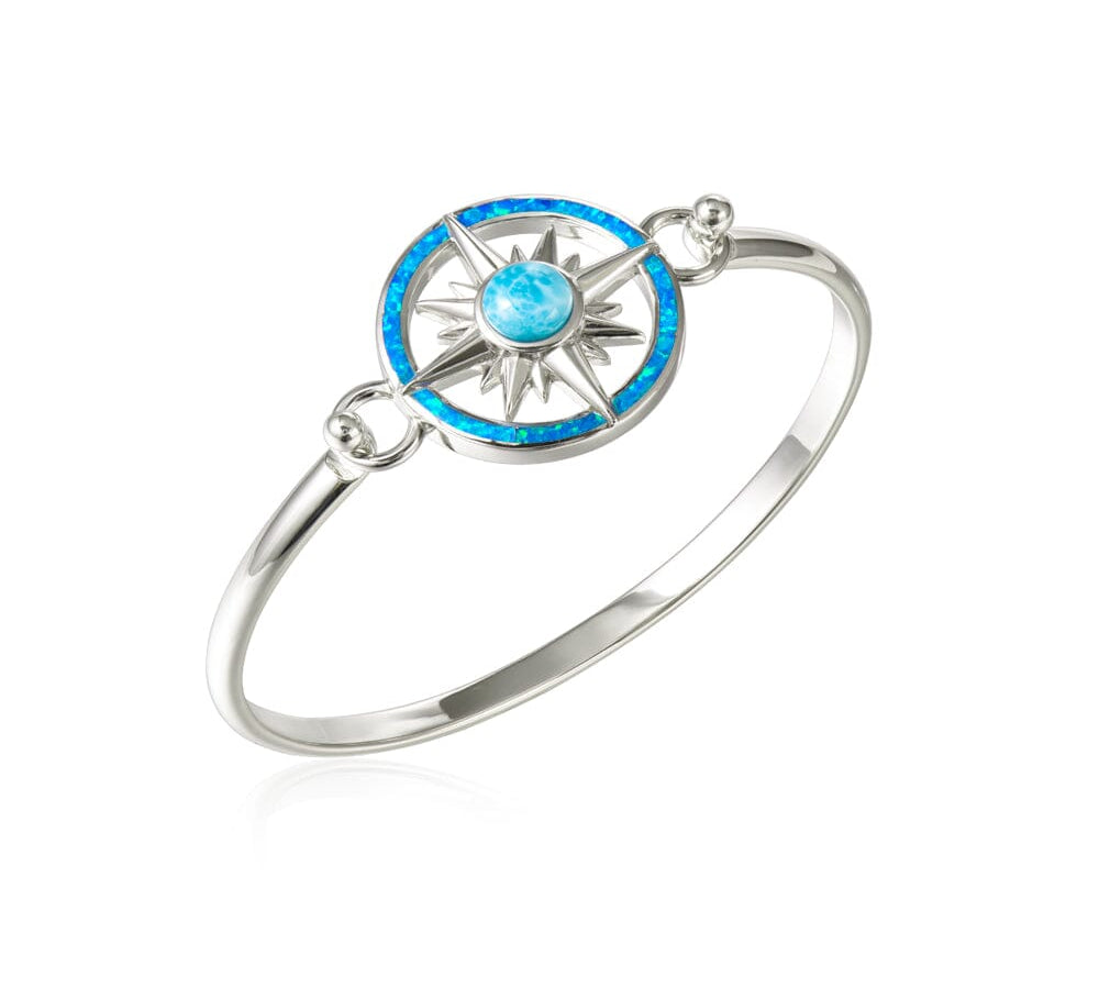 Larimar Starburst Compass Converta Bangle with Opal Bangle Island by Koa Nani 