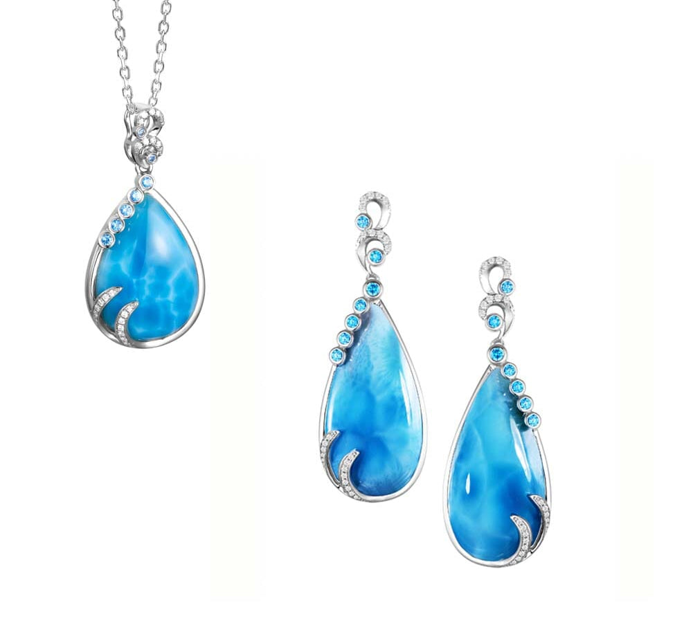 Larimar Tears of Joy Pendant & Earrings Set Other Island by Koa Nani 