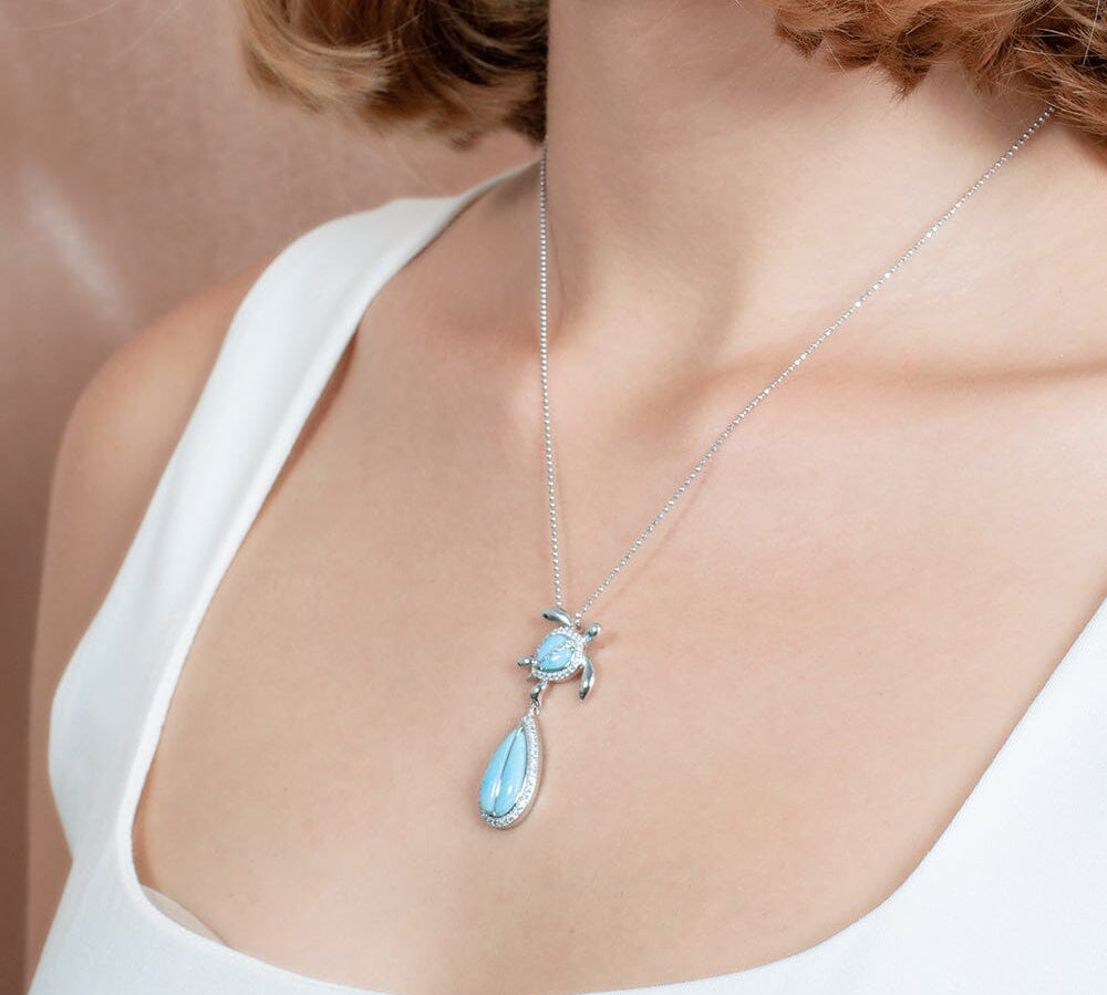 Larimar Waimea Honu Teardrop Pendant Pendant Island by Koa Nani 