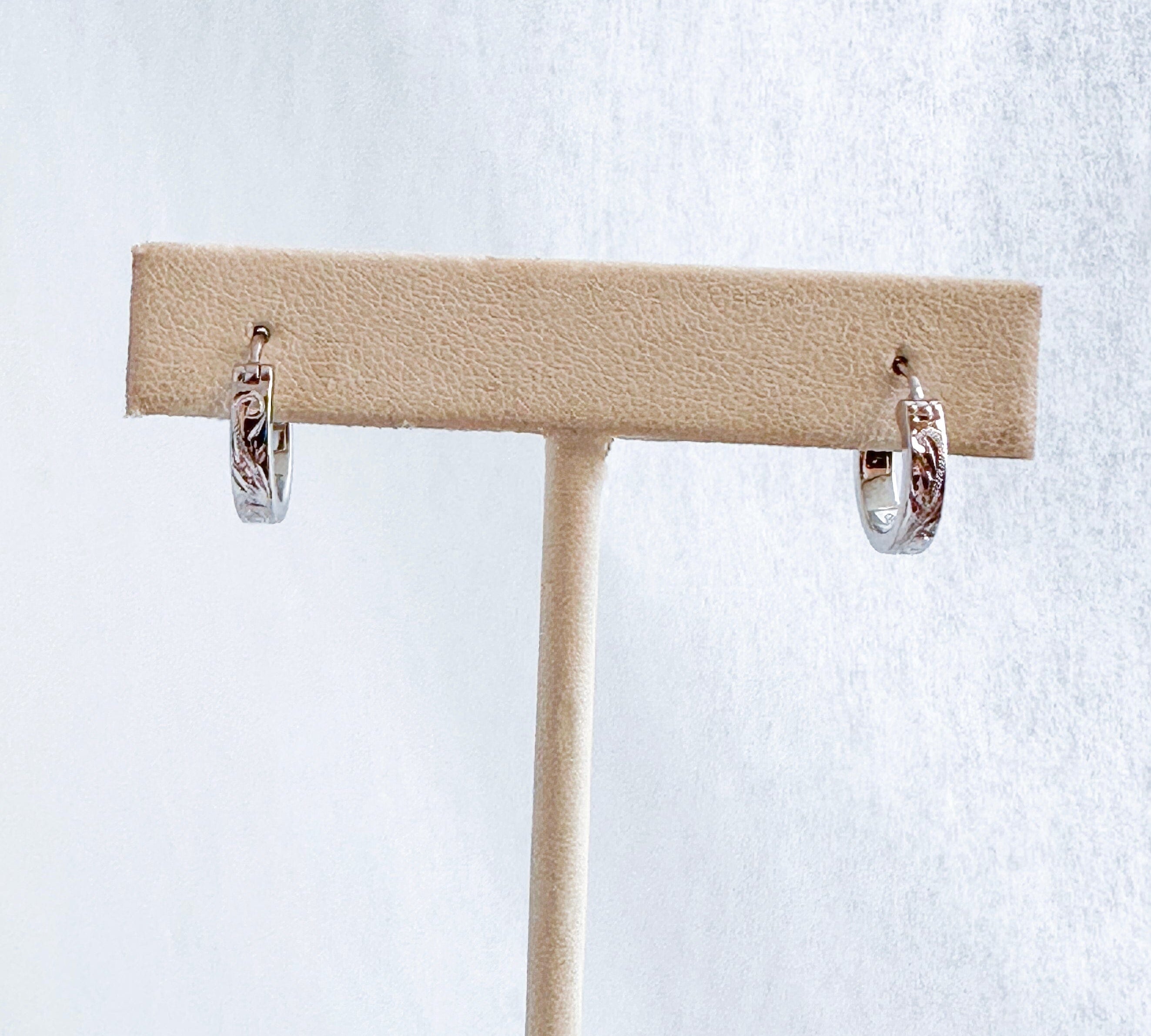 Mini Hoop Earrings with Scroll Engraving Earrings Island by Koa Nani 