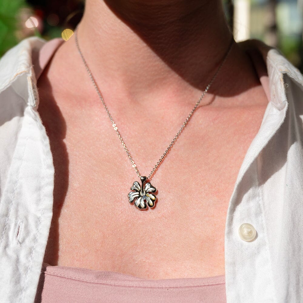 Mother of Pearl Joyful Hibiscus Pendant Pendant Island by Koa Nani 