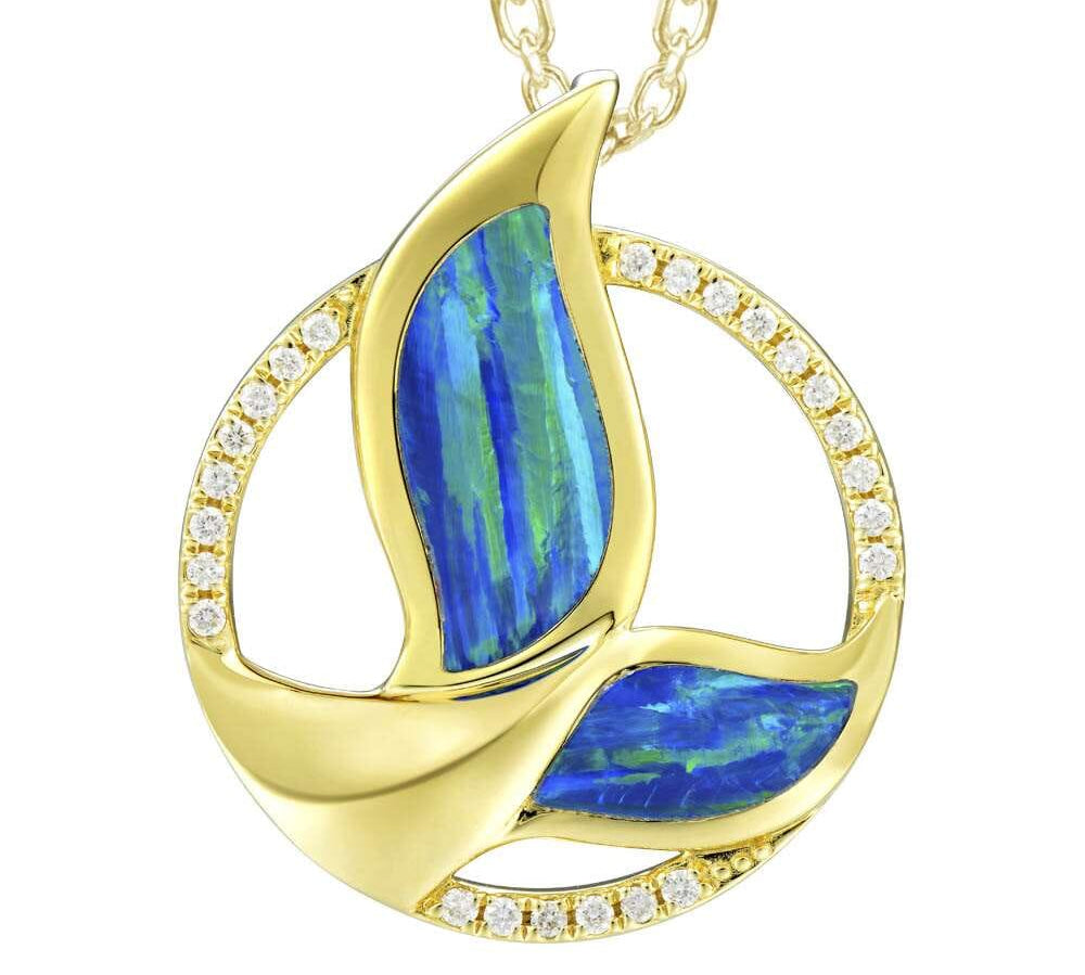 Opal Infinity Whale Tail Pendant Pendant Island by Koa Nani 