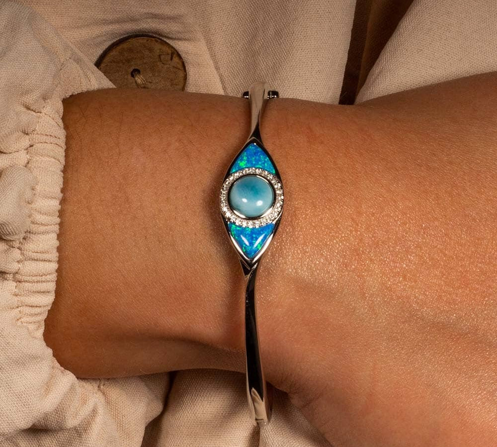 Opal & Larimar Eye of Protection Bangle Bangle Island by Koa Nani 