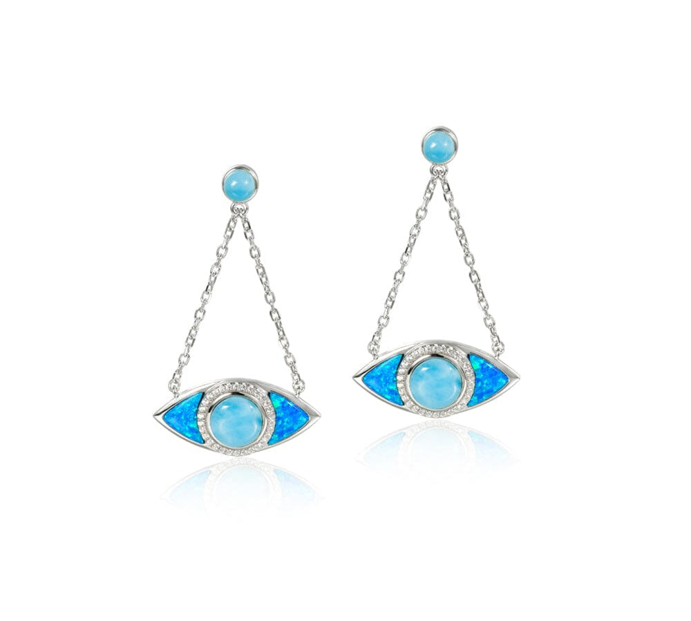 Opal & Larimar Eye of Protection Earrings Earrings Island by Koa Nani 