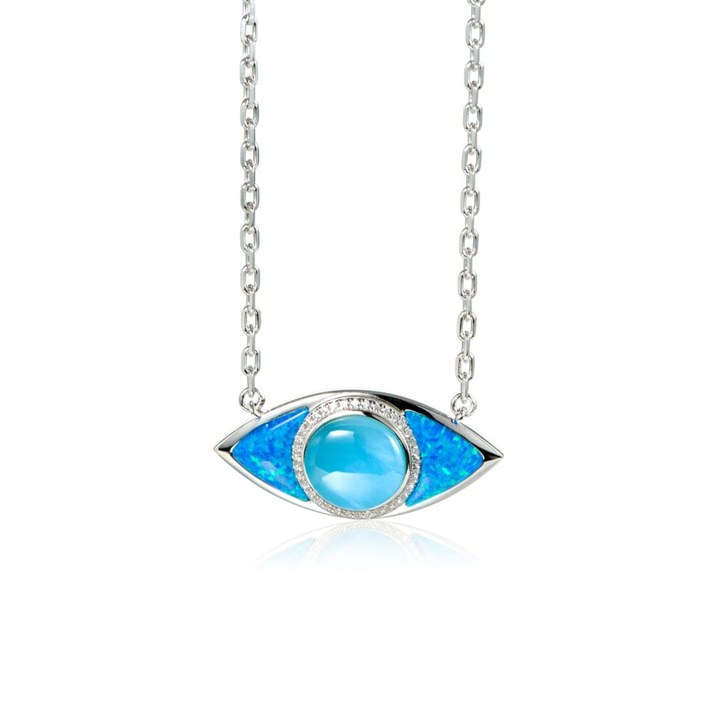 Opal & Larimar Eye of Protection Necklace Necklace Island by Koa Nani Large 