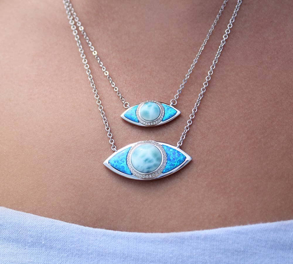 Opal & Larimar Eye of Protection Necklace Necklace Island by Koa Nani 