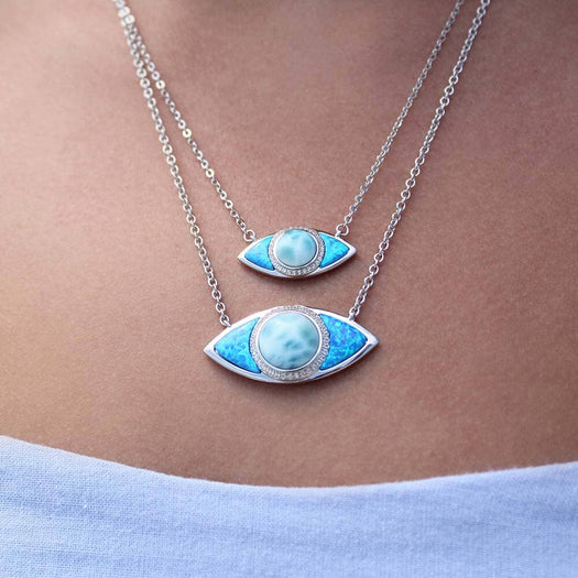 Opal & Larimar Eye of Protection Necklace Necklace Island by Koa Nani 