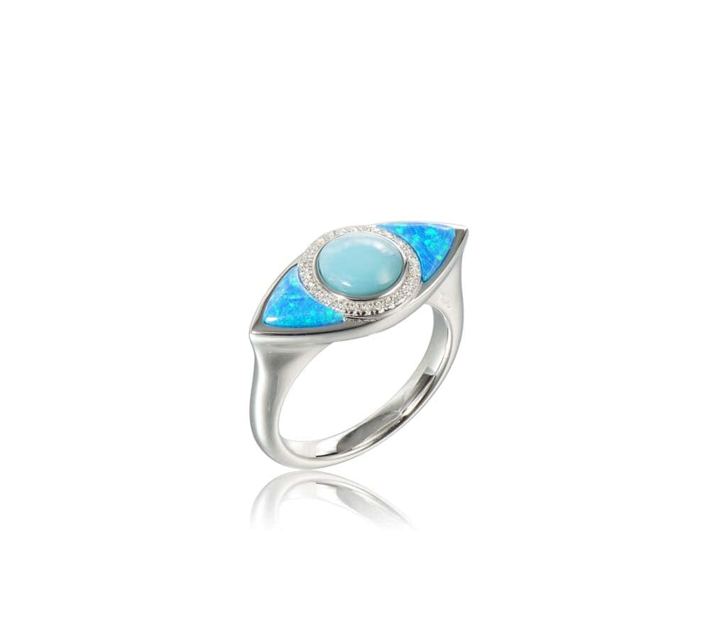 Opal & Larimar Eye of Protection Ring Ring Island by Koa Nani 