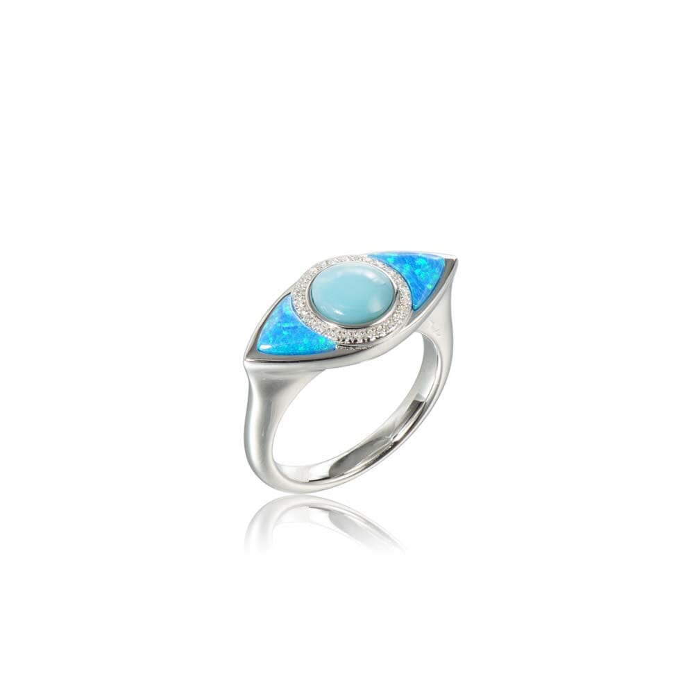 Opal & Larimar Eye of Protection Ring Ring Island by Koa Nani 