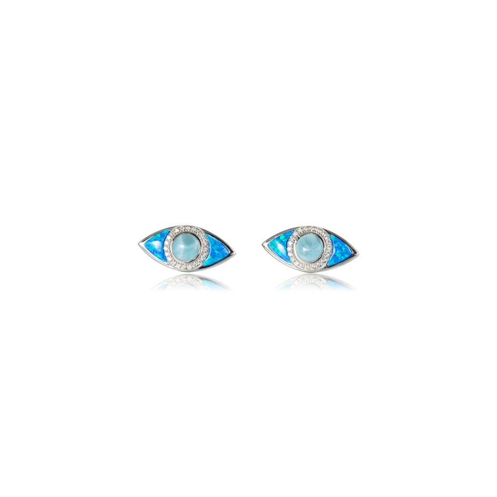 Opal & Larimar Eye of Protection Stud Earrings Earrings Island by Koa Nani 