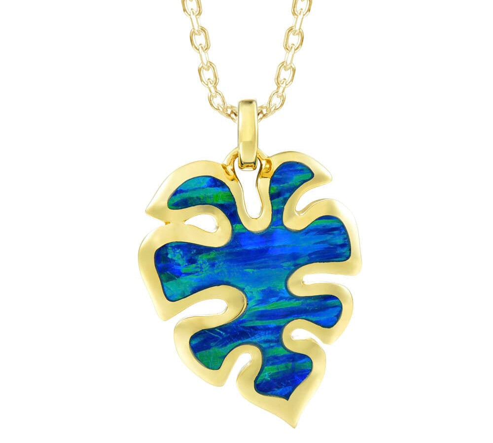 Opal Monstera Leaf Pendant Pendant Island by Koa Nani 