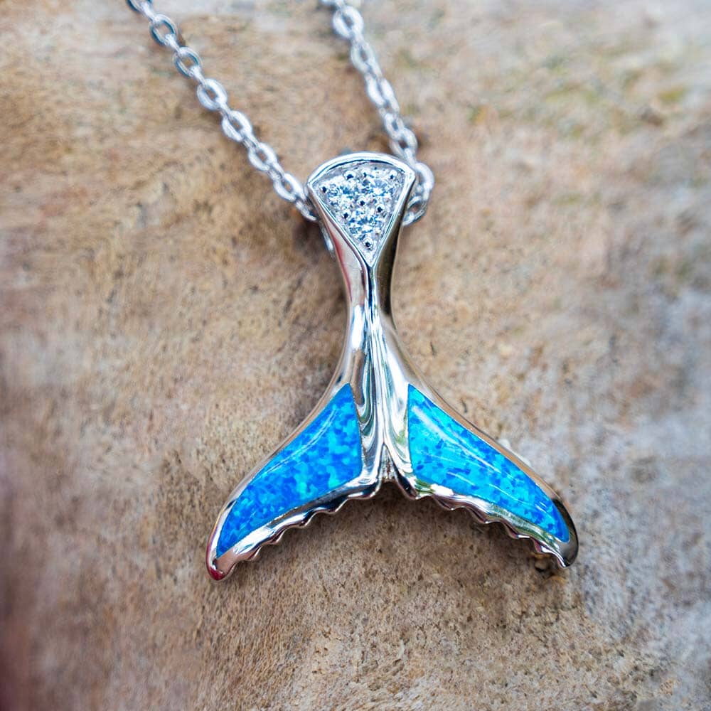 Paradise Opal Blue Whale Tail Pendant Pendant Island by Koa Nani 