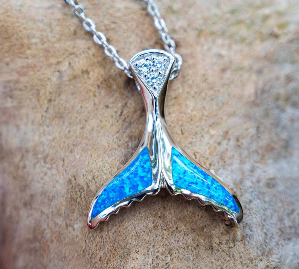 Paradise Opal Blue Whale Tail Pendant Pendant Island by Koa Nani 