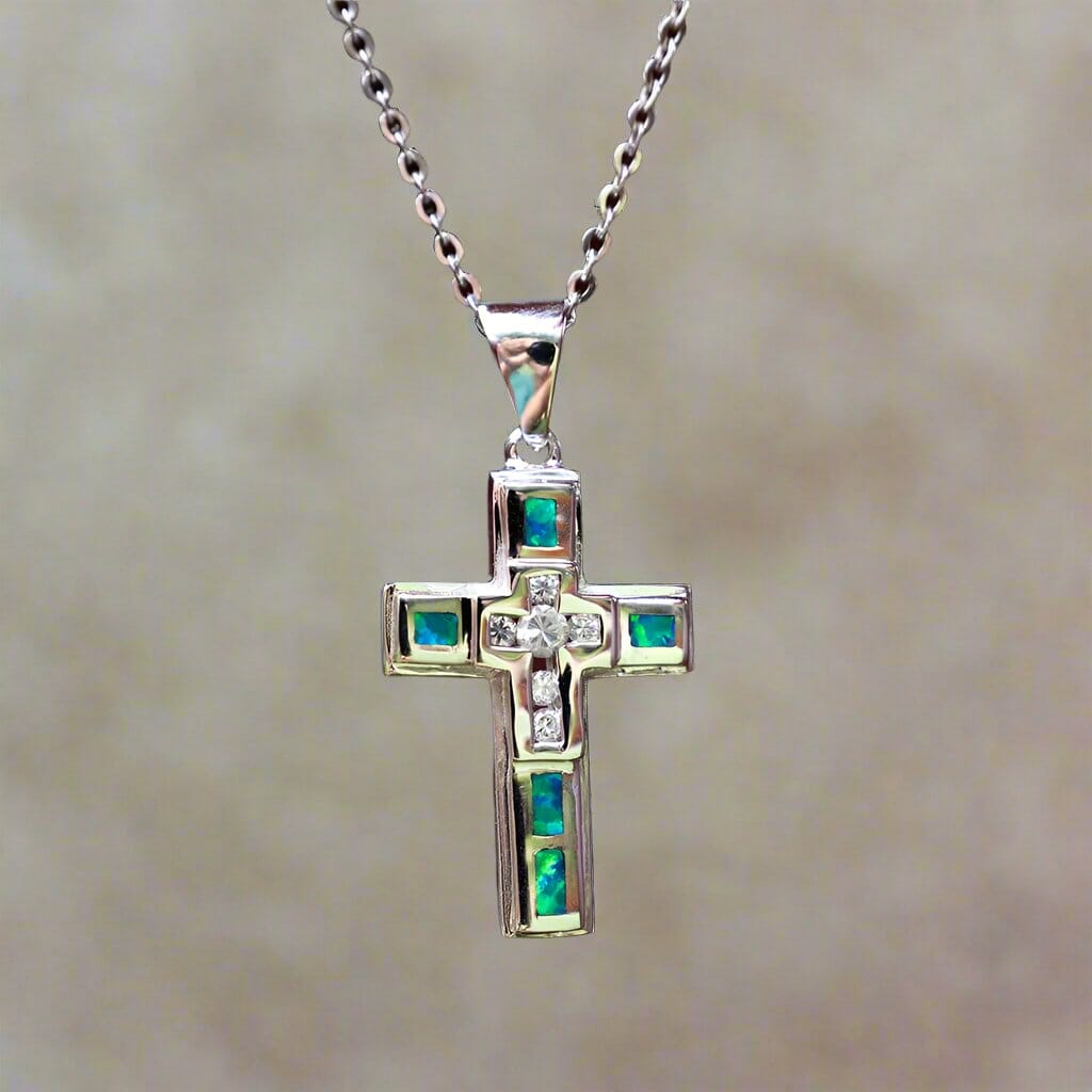 Paradise Opal Cross Pendant Pendant Island by Koa Nani Large 