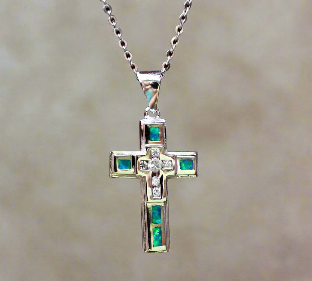 Paradise Opal Cross Pendant Pendant Island by Koa Nani Large 