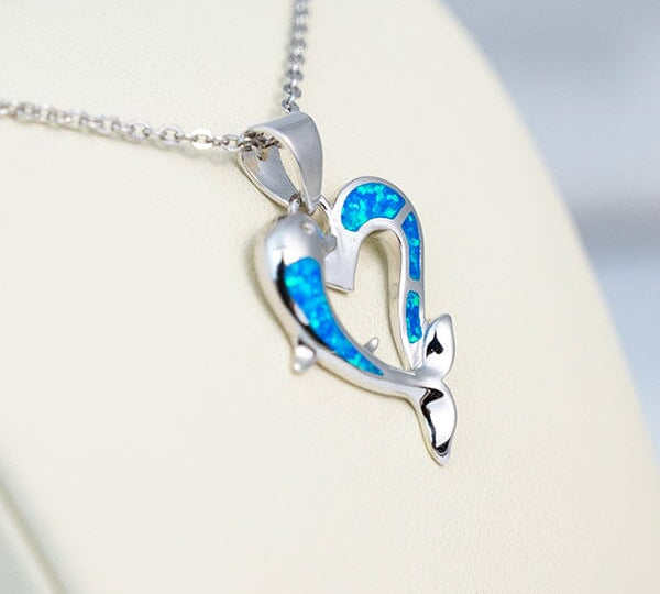 Paradise Opal Dolphin Heart Pendant Pendant Island by Koa Nani 