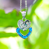 Paradise Opal Engraved Double Heart Pendant Pendant Island by Koa Nani 