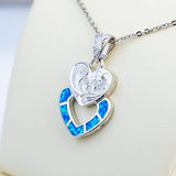 Paradise Opal Engraved Double Heart Pendant Pendant Island by Koa Nani 