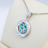 Paradise Opal Engraved Heart Medallion Pendant Island by Koa Nani 