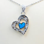 Paradise Opal Engraved Signature Heart Pendant Pendant Island by Koa Nani 