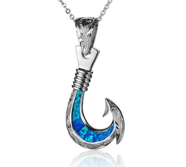 Paradise Opal Fish Hook Pendant Pendant Island by Koa Nani 