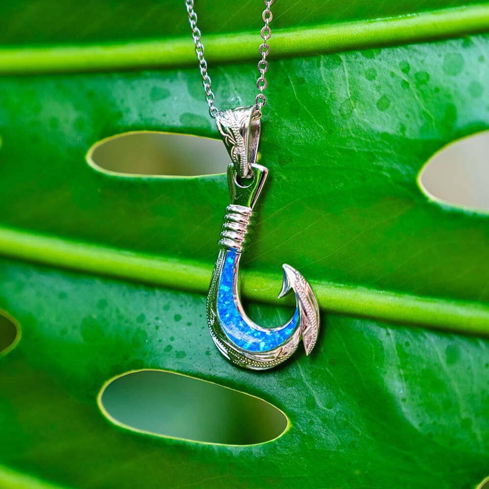 Paradise Opal Fish Hook Pendant Pendant Island by Koa Nani 