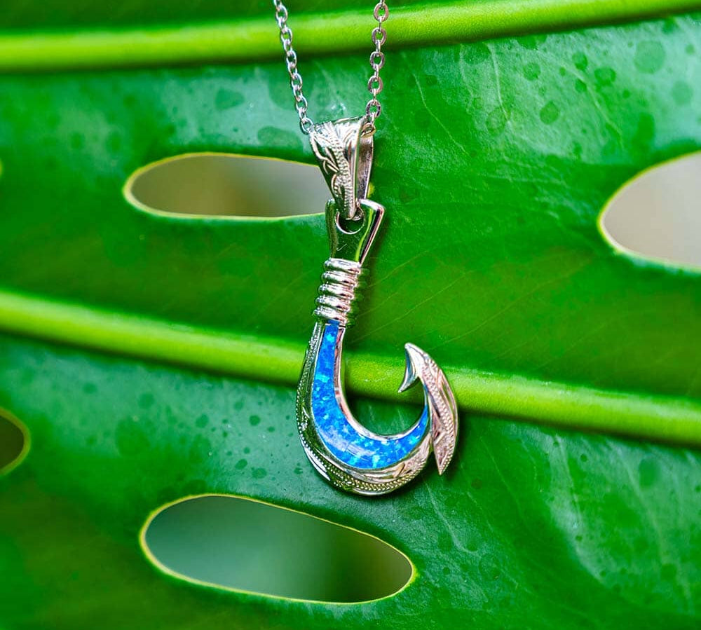 Paradise Opal Fish Hook Pendant Pendant Island by Koa Nani 